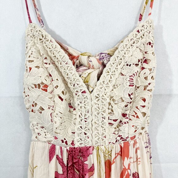 Illa Illa Lace Floral Maxi Dress Slit V-Neck Sleeveless Boho - Size Small - Picture 3 of 10